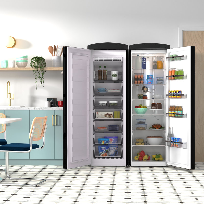 Conserv 24in Retro Set Refrigerator 11cf + Upright Freezer 8.3cf E-Star 110V, Black