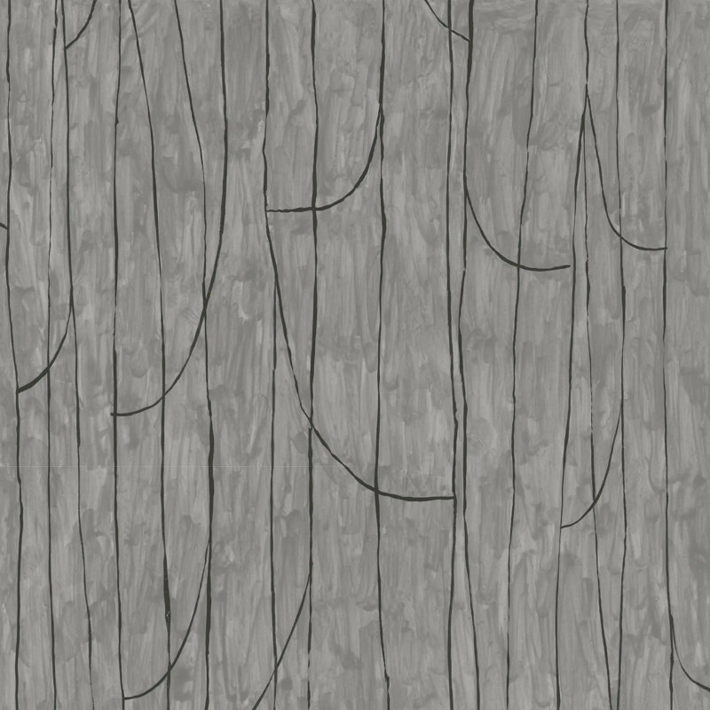 Lingering Lines - Wallpaper, Gray Black, Faux Grasscloth, Non-Pasted