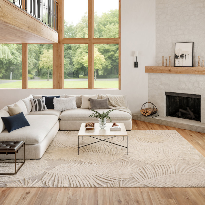 Nourison Suncoast 7'10" x 9'10" Beige Tropical Rug, Rectangle 7'10" x 9'10", Beige