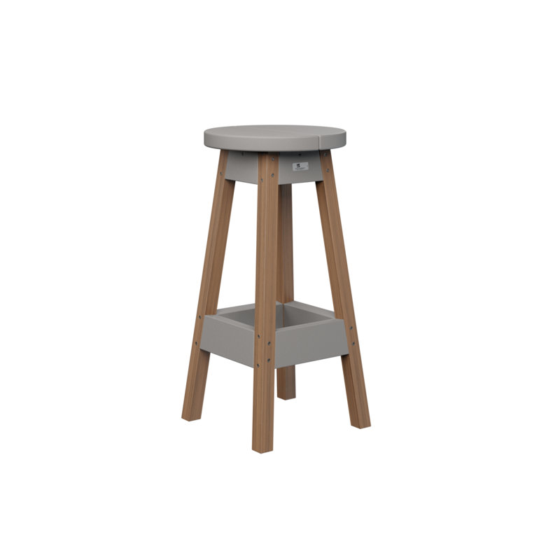 Berlin Gardens Outdoor Bar Stool, Light Grey, Antique Mahogany