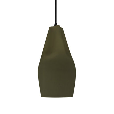 Radiance - Tall Crease 1-Light Pendant - Matte Green - Polished Chrome - Dedicated LED - Black Cord