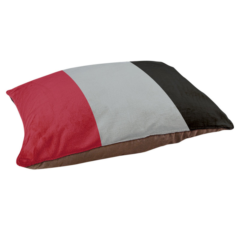 Coussin pour chien Denver, Moyen (H 6,5 po x l 40 po x P 30 po), Rouge / argent / noir