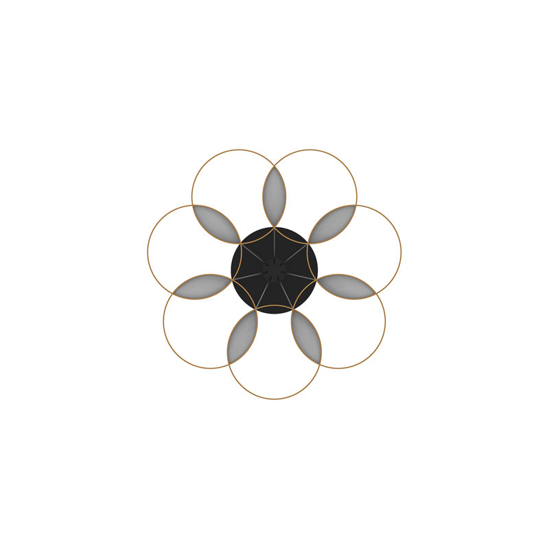 1 - Light LED Unique/Statement Pendant, Black/Gold