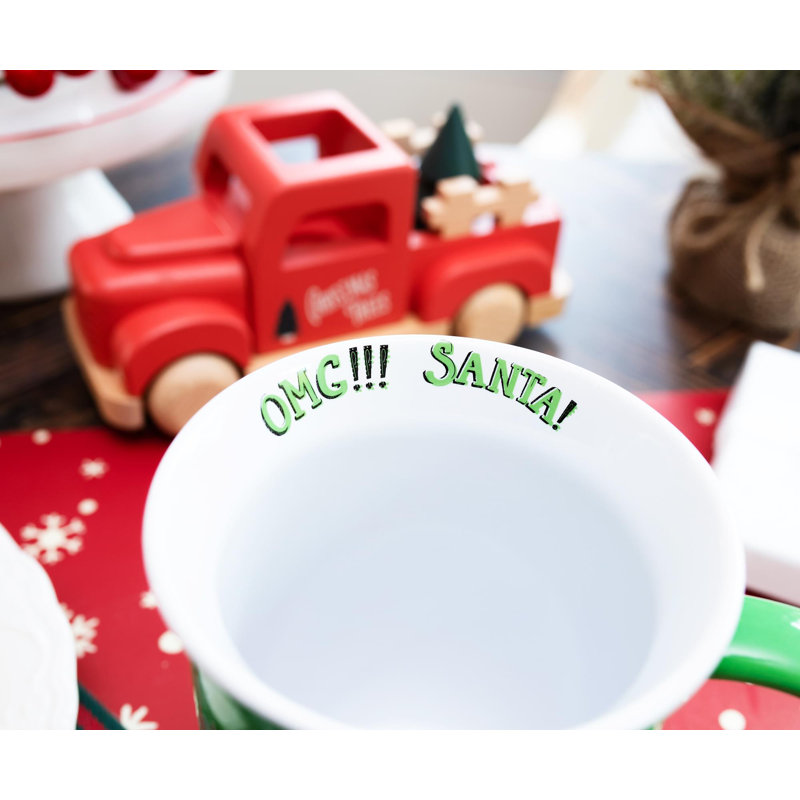Elfe «Père Noël! Je le connais!» Grande tasse en céramique à large rebord | Peut contenir 16 onces