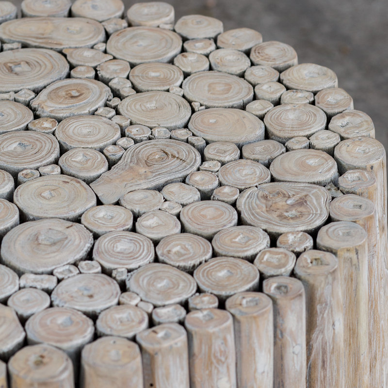 Tectona Round Wood and Glass End Table