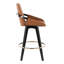Tabouret de comptoir à hauteur fixe en similicuir de 26 po avec pieds en bois noir et repose-pieds rond Whitacre-113645588