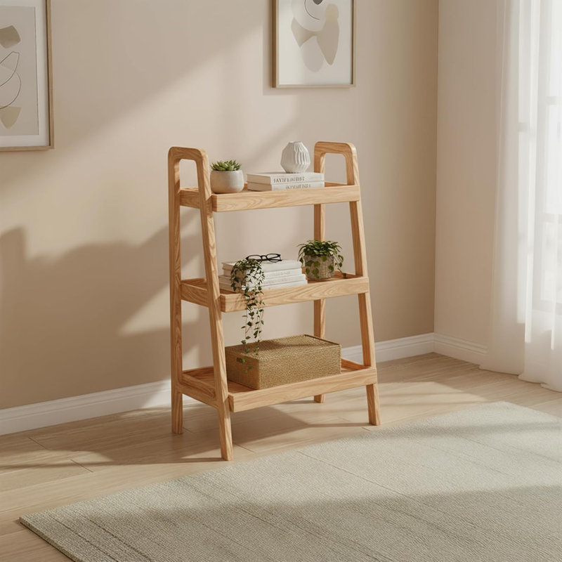 Table de bout en chêne massif 25,6 po avec tablettes, H 36,2 po x l 25,6 po x P 13,4 po, Chêne