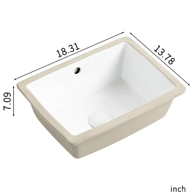 18X14 Inch Undermount White Ceramic Vessel Bathroom Sink, Built - In Overflow, Smooth Design For Indoor And Traditional Bathrooms Milk 6.94 Inches High, American Style Home Lavatories