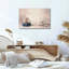 Art mural en toile blanche à coquillage blanc sur rocher foncé et drapé beige-2042368640