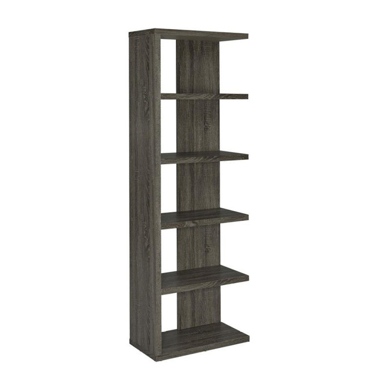 Bibliothèque à 5 niveaux au fini gris patiné