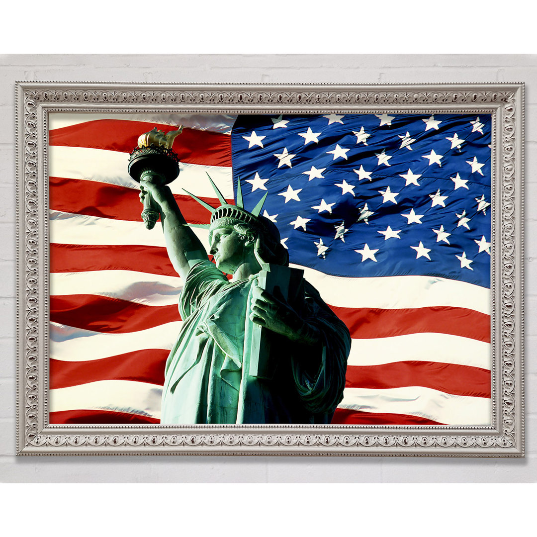 Stars And Stripes With Lady Liberty - Einzelner Bilderrahmen Kunstdrucke