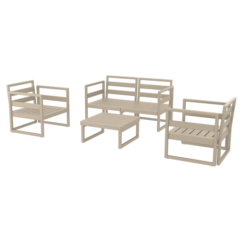 Lane 4-Person Patio Conversation Set with Acrylic Cushions, Taupe, Canvas Charcoal Sunbrella® Canvas