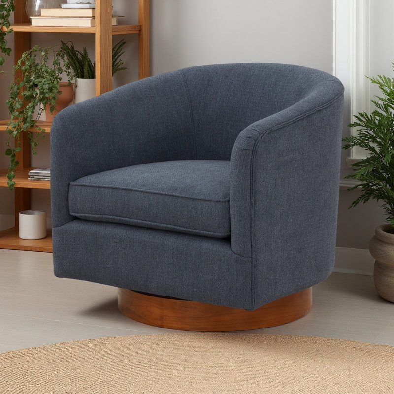 Chaise pivotante en tissu et bois, Bleu