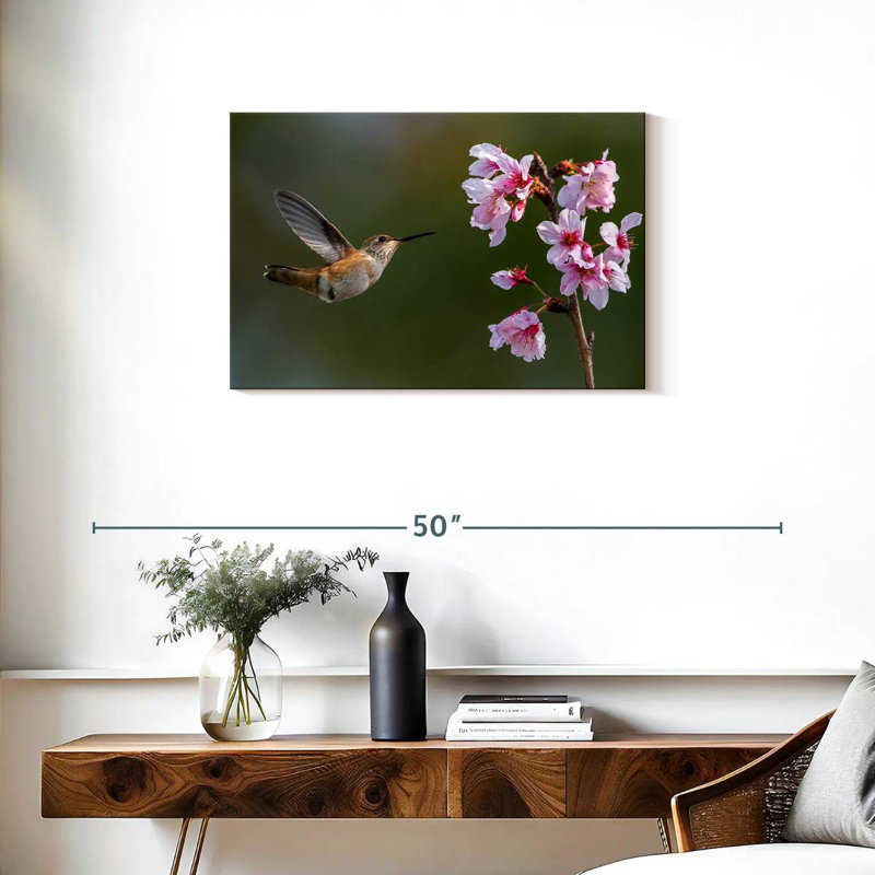 Colibri fleur de cerisier Brampt, H 20 po x l 30 po