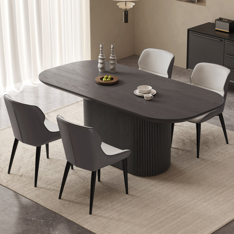 Ensemble de table de salle à manger noir avec chaises, H 29,64 po x L 70 po x l 33,46 po, 5 pièces (1 table, 4 chaises)
