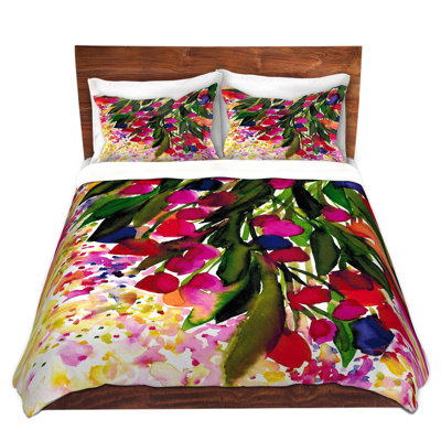Ensemble de housse de couette en microfibre fuchsia Botanical Regency II