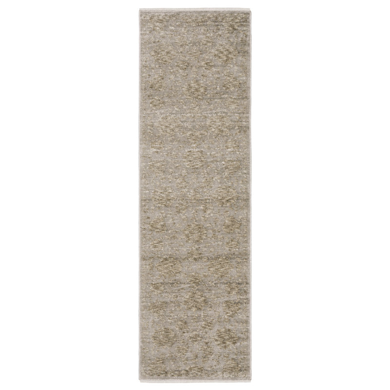 Tapis gris / beige à motif floral traditionnel Élizizabeth, Rectangle 9 pi 10 po x 12 pi 11 po