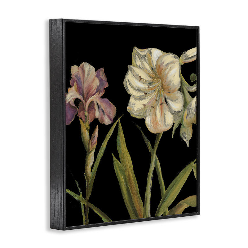 Iris fleurs sur estampe numérique par Patricia Pinto, Giclée encadrée noir minuit, H 14 po x l 11 po