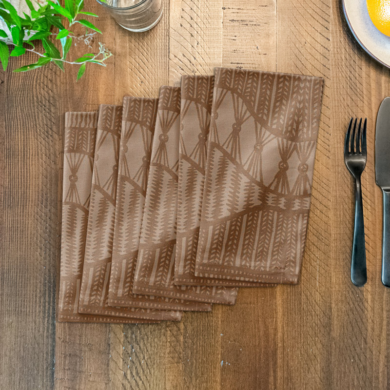 Cotton Twill Abstract Rectangle Napkin, Brown