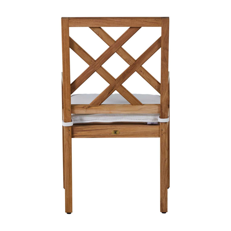 Haley Patio Dining Armchair with Cushions, Natural Teak, Dove Sunbrella® Linen, No Welt