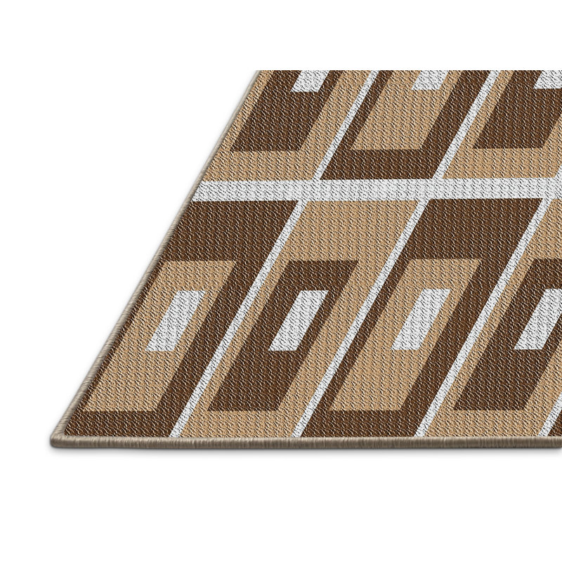 Tapis décoratif à motif géométrique brun Quint, Rectangle 7 pi x 10 pi