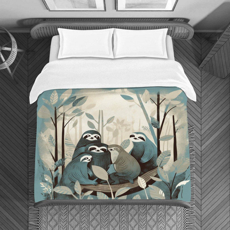  Housse de couette Sloth Bedding, Housse de couette pour lit simple