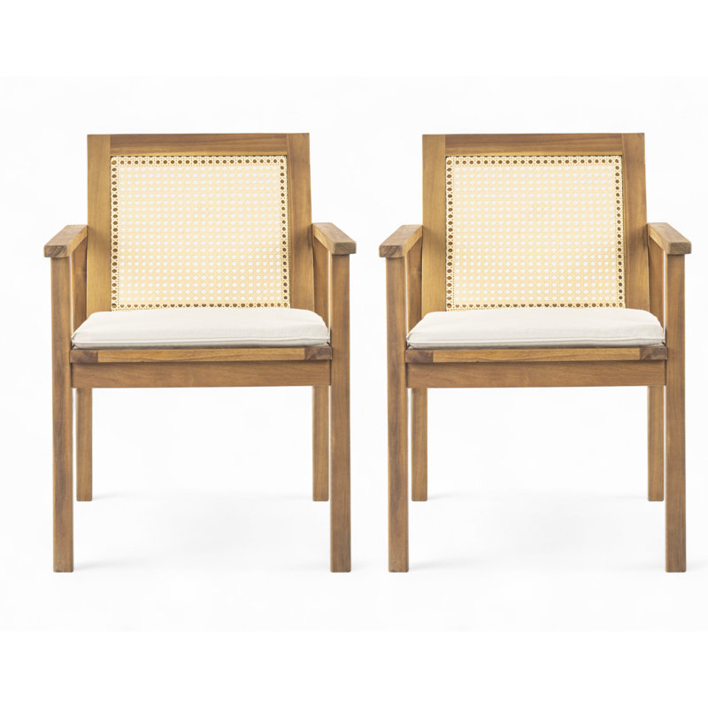 Ensemble de 2 chaises de patio en bois de teck durable de style moderne