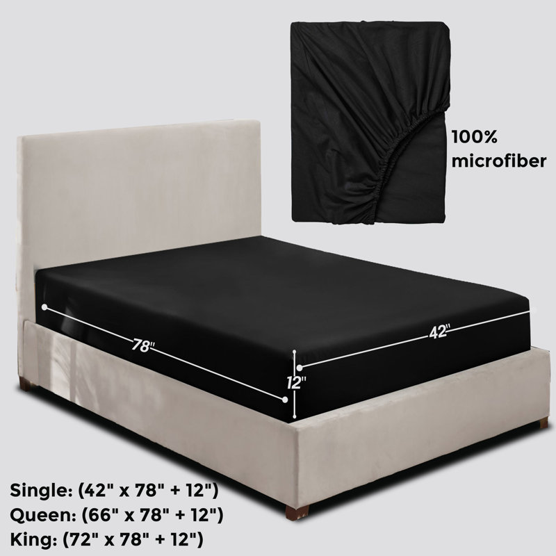 Javiyon Flannel Brushed Fitted Sheet, King, Black