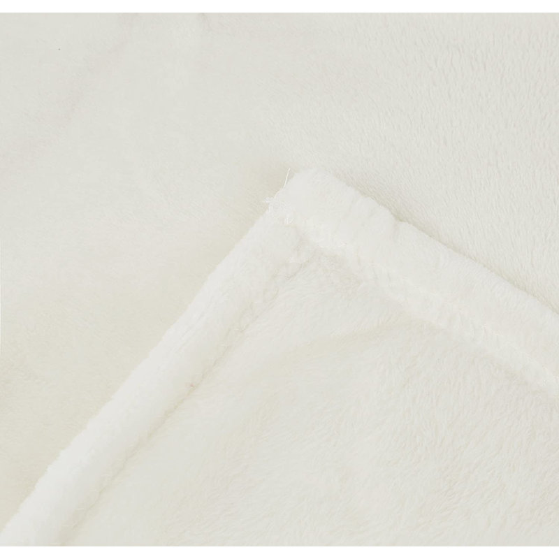  Polyester Luxury Throw Blanket, Ivory, 50" W X 70" L