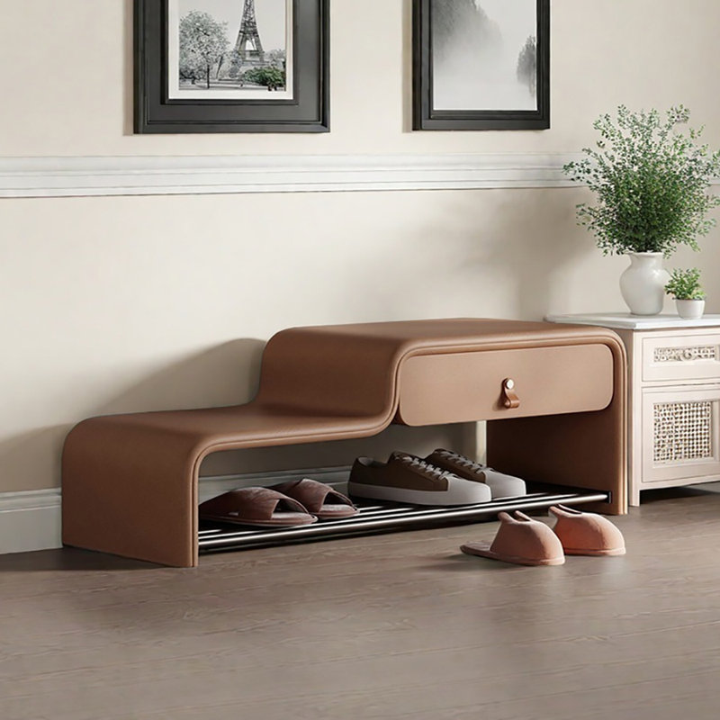 Banc à chaussures en cuir 47,2 po, Orange