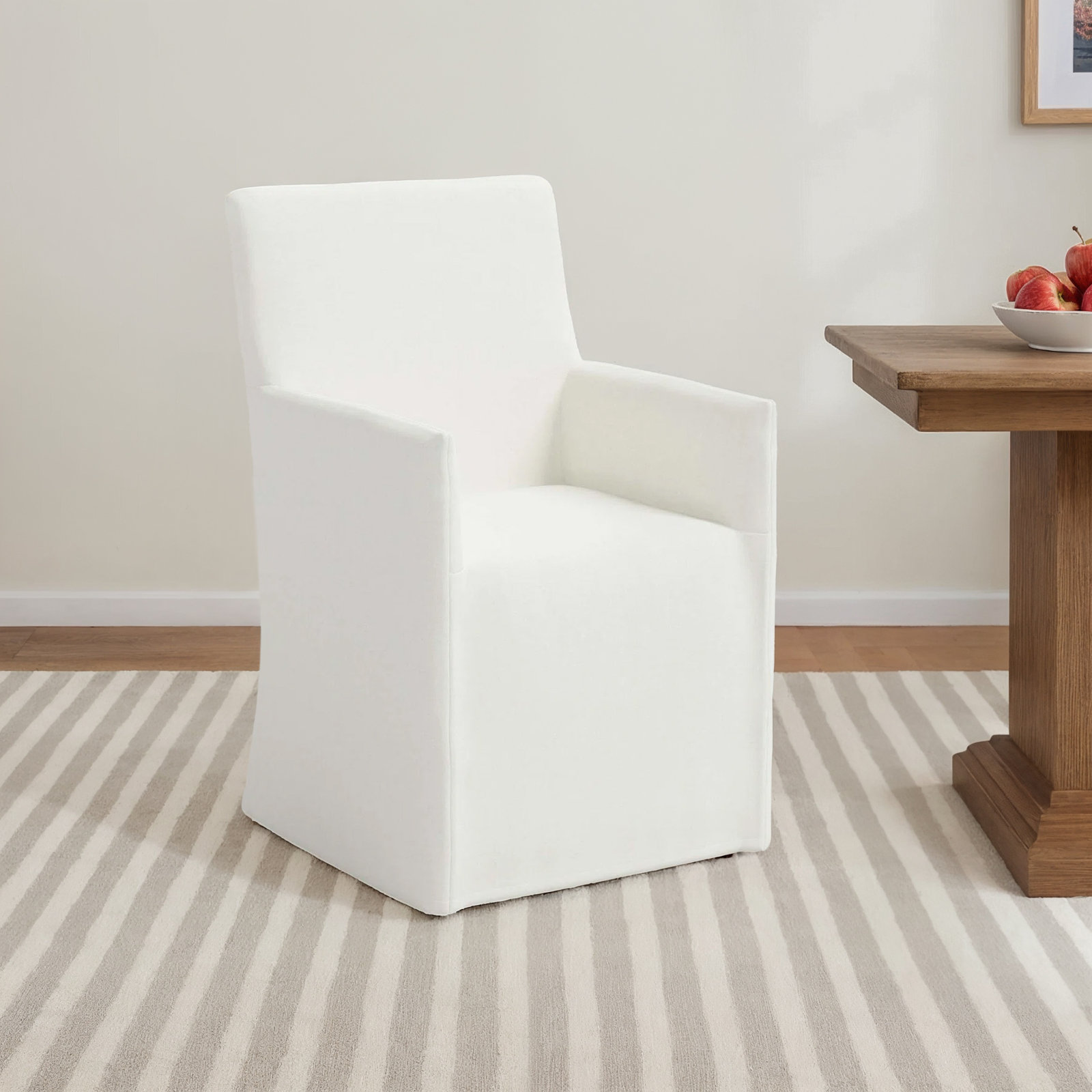 Silvia Dining Chair, Zuma White Textured Linen