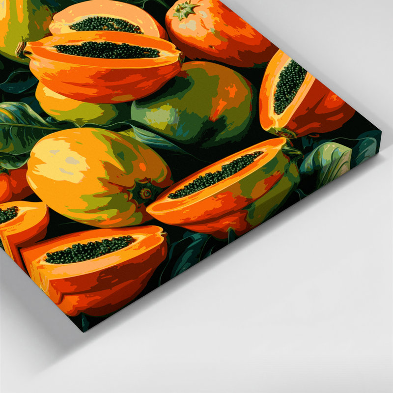 Fruit, papaye brune, art mural sur toile, H 32 po x l 32 po