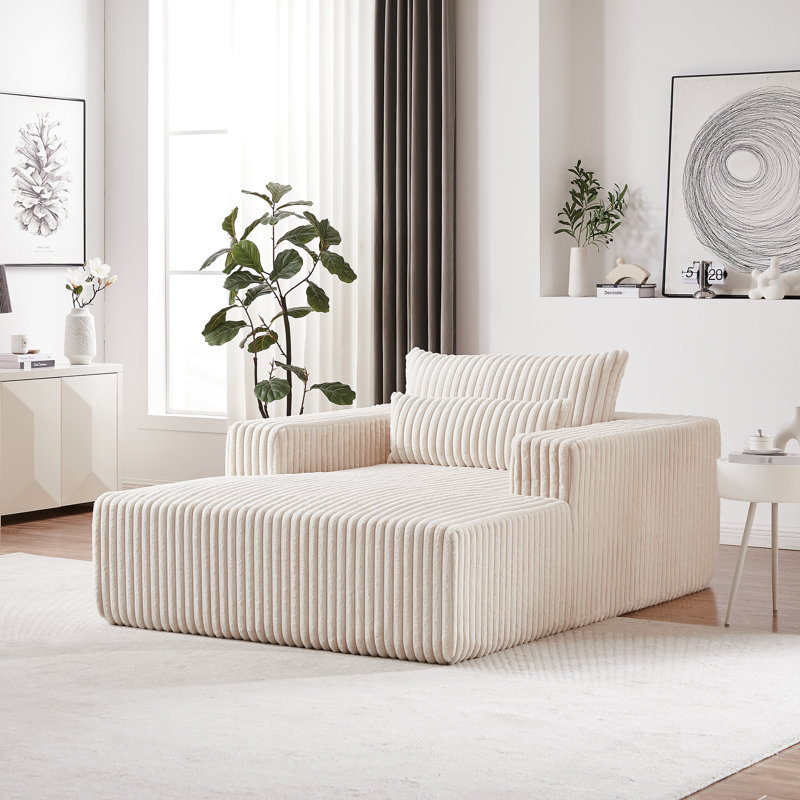 Fauteuil-lit moelleux de 75 pouces en velours côtelé, salon moderne pour l'intérieur, aucun assemblage requis, coussin de dossier nécessaire, salon de chambre à coucher, coussin