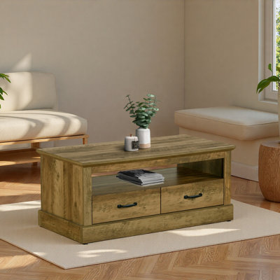 Coffee Table, 42" L, Cocktail, Rectangular, Storage Drawers, Living Room, Accent, Laminate, Transitional