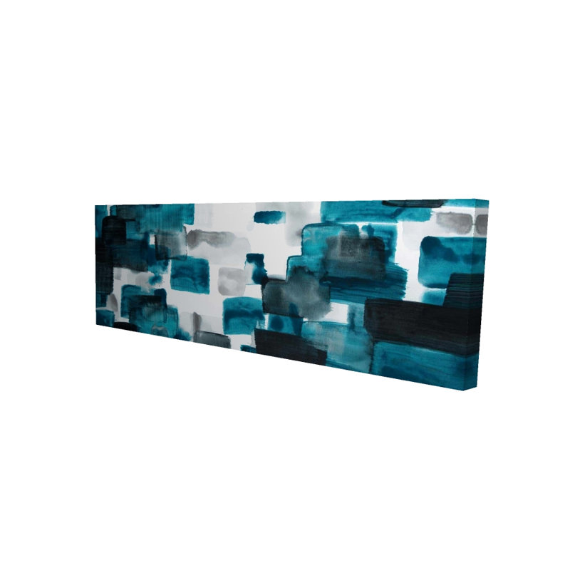 Toile turquoise et grise, H 48 po x l 16 po