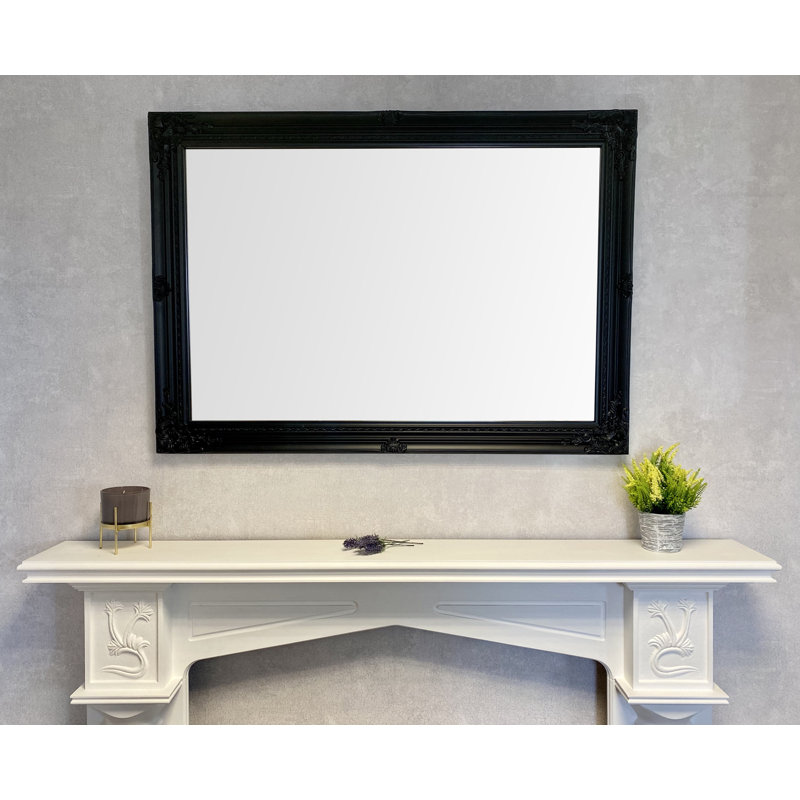Blanche Solid Wood Framed Wall Mounted Accent Mirror, Black