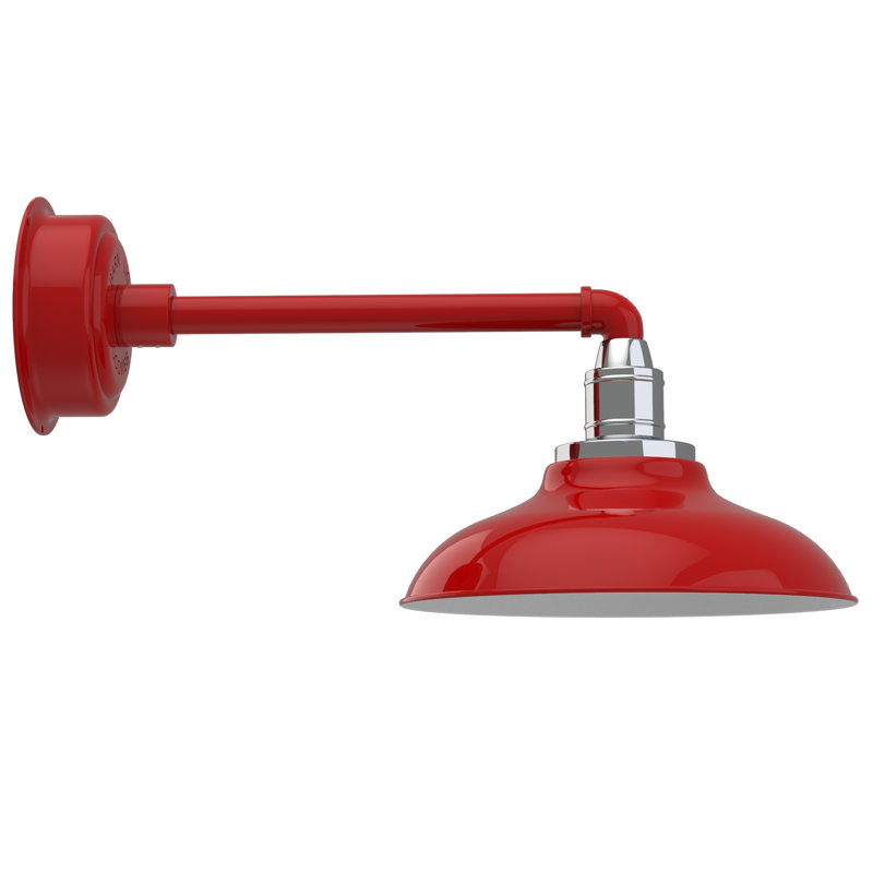 Luminaire de grange d'extérieur Ludwicka, H 9,12 po x l 12 po x P 22,5 po, Rouge cerise