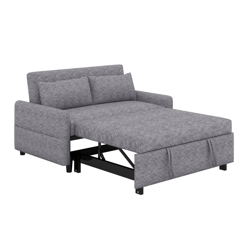 55.1" Pull Out Sleep Sofa Bed Loveseats Sofa Couch With Adjsutable Backrest And Storage Pockets, 2 Soft Pillow And USB Ports