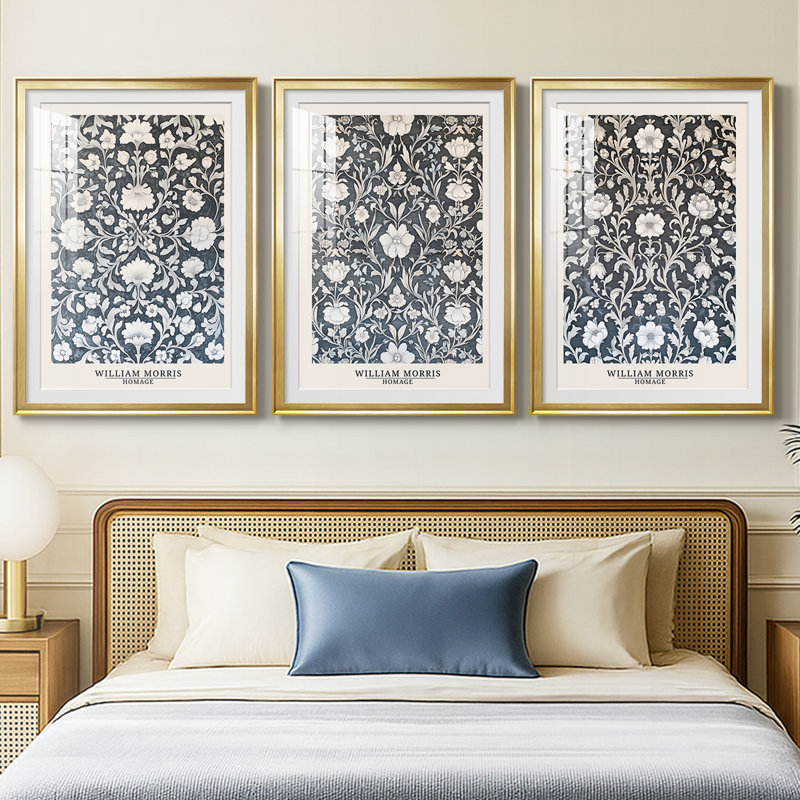 Ensemble de 3 pièces de la série DCXC III de William Morris, H 27 po x l 39 po, Doré
