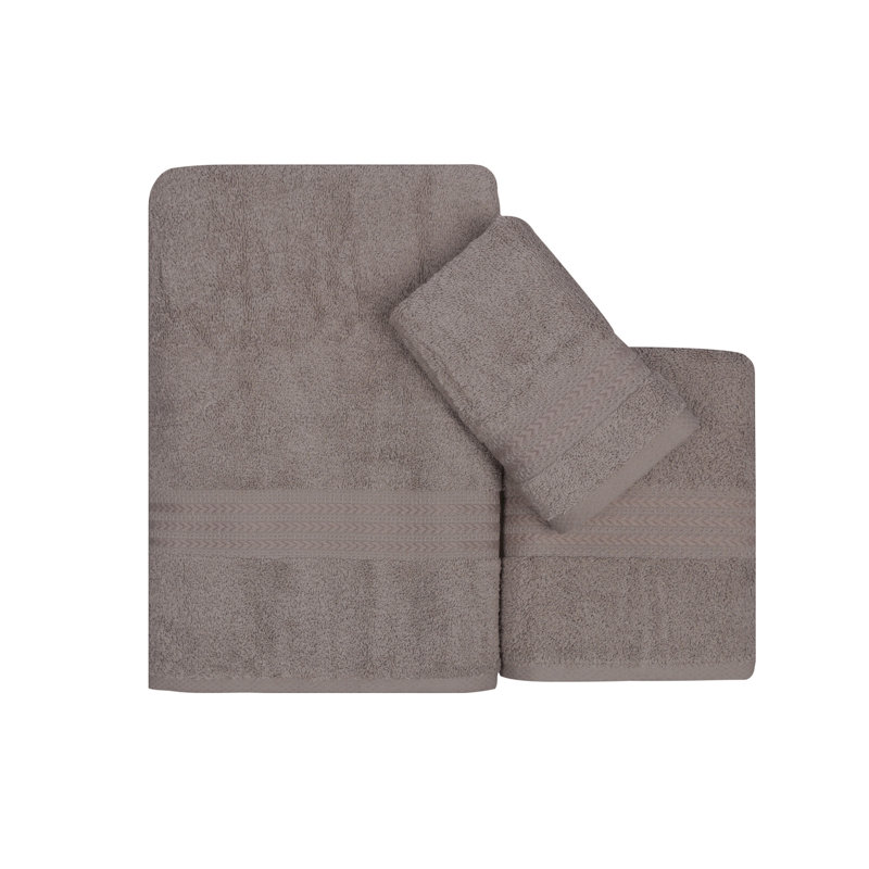 Luxurious 3-Piece Towel Set, 100% Cotton, Grey | Includes 1 Wash Towel (11.8 x 19.7 in), 1 Hand Towel (19.7 x 35.4 in), 1 Bath Towel (27.6 x 55.1 in) | 500 GSM, Machine Washable, Perfect Gift Box Packaging