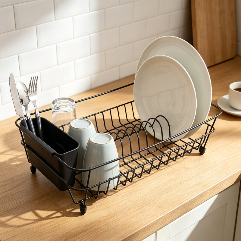 Premium Anti-Rust Dish Drying Rack with Cutlery Holder