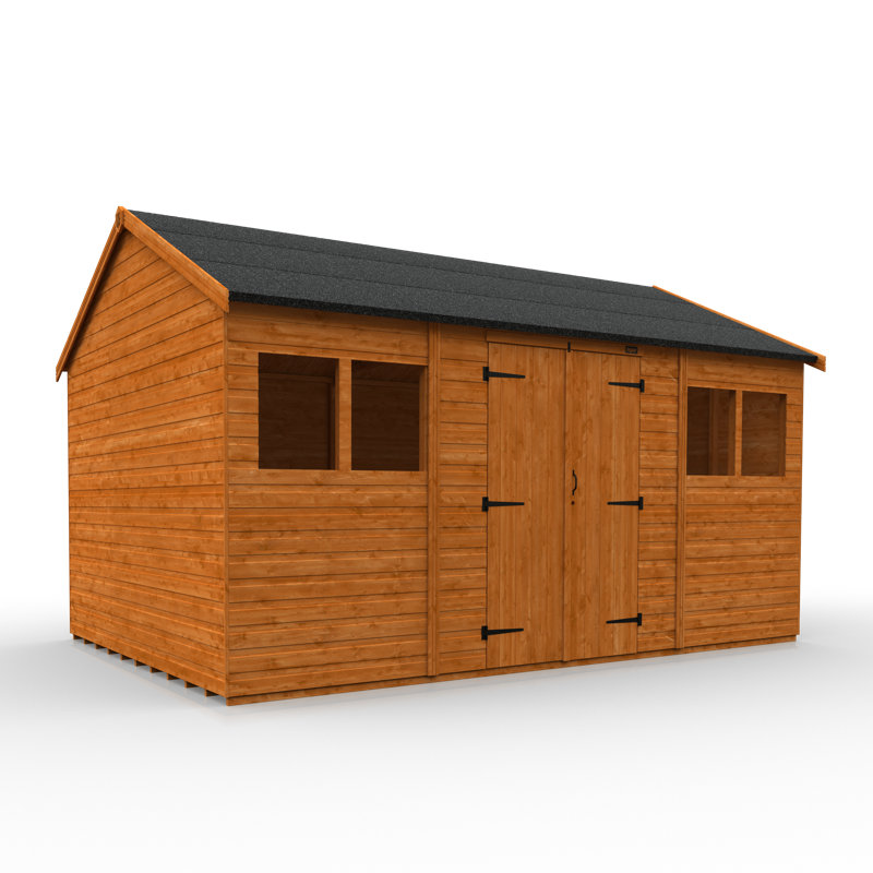 Solid Wood Shiplap Apex Garden Shed, 10ft W x 14ft D x 8.8ft H