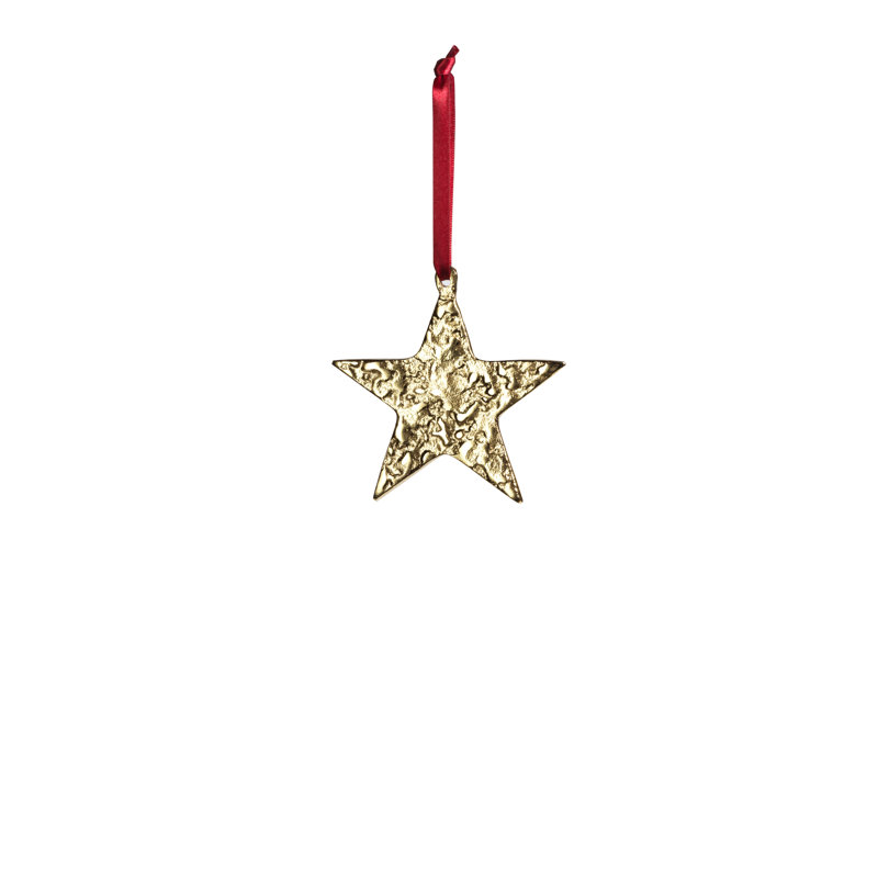 Ornement en forme d'étoile de Noël, H 4 po x l 4 po x P 4 po, Or