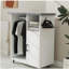 Chariot à repasser avec planche à repasser roulante, armoire à repasser polyvalente avec roues, solution de repassage compacte pour salle de lavage, chambre à coucher, vestiaire - blanc
