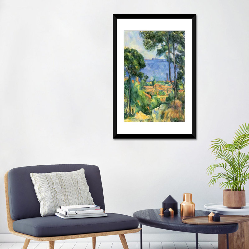 « forest of trees » par paul cezanne, reproduction d’art sur toile, H 32 po x l 24 po x P 1 po, Papier d'art encadré noir