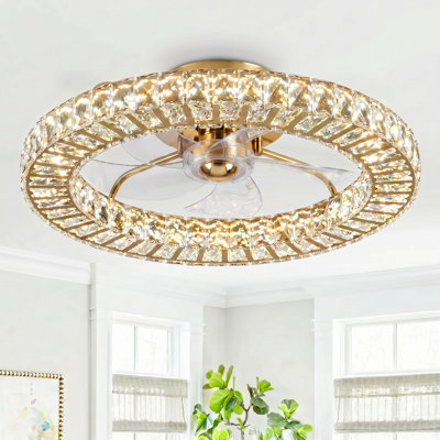 22" Hudman Dimmable Crystal Ceiling Fan with LED Lights