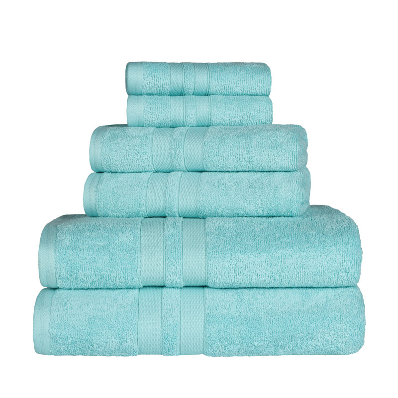 Ensemble de serviettes 100% coton Amoy, Cyan