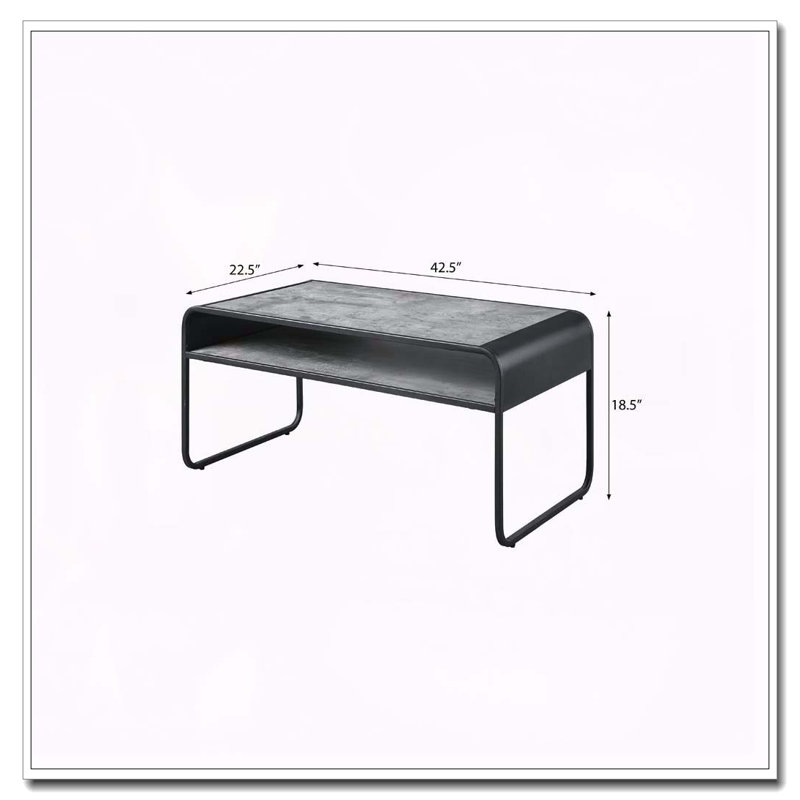 Table basse à 1 tablette en béton gris et noir