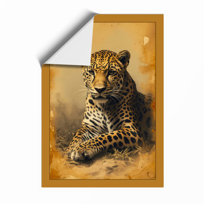 Golden Leopard Rustic - Framed Print