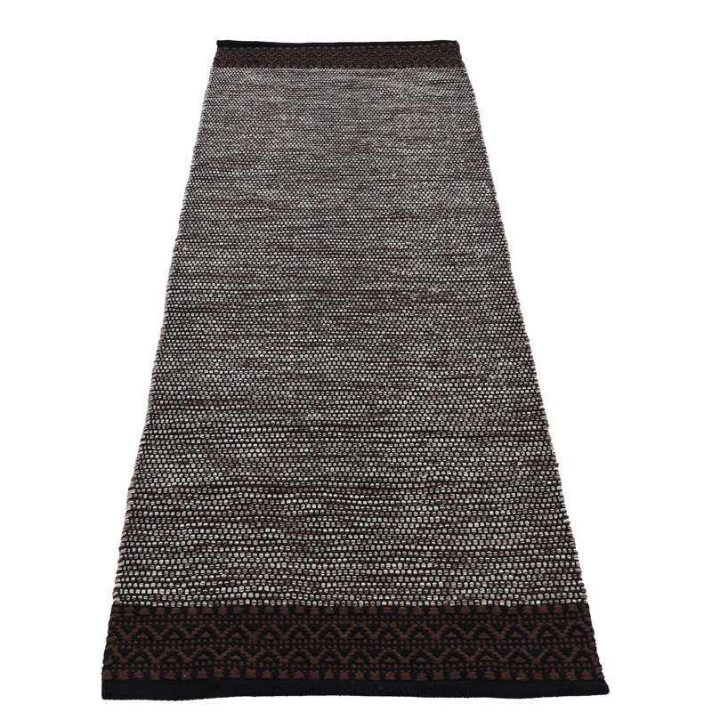 Kilim Mia Hand Woven Flatweave Cotton Brown Rug, Runner 80 x 350cm